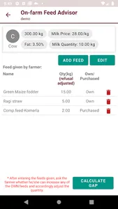 On-farm Feed Advisor screenshot 2