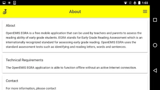 OpenEMIS EGRA screenshot 1