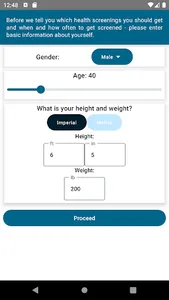 Health Screenings Calculator screenshot 0