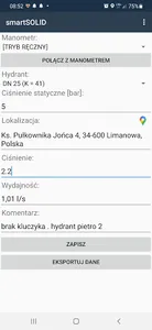 Aplikacja do badania hydrantów screenshot 1