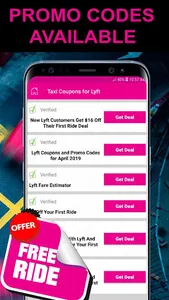 Promo Codes for Lyft Rideshare screenshot 1