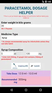 Paracetamol Dosage Calculator screenshot 2