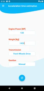 Acceleration time estimation screenshot 0