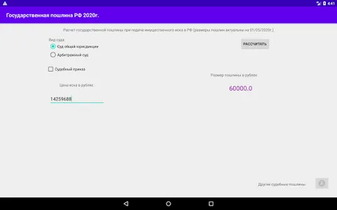 Калькулятор судебной государст screenshot 9