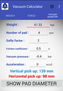 Vacuum Calculator screenshot 2