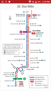 TTC real-time schedules screenshot 2