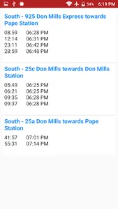 TTC real-time schedules screenshot 3