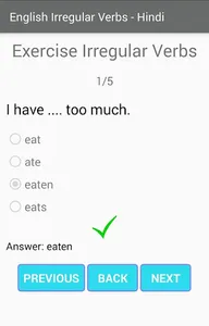 English Irregular Verbs - Hind screenshot 20