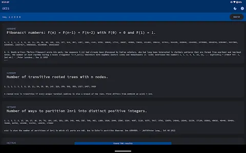 OEIS Search screenshot 4