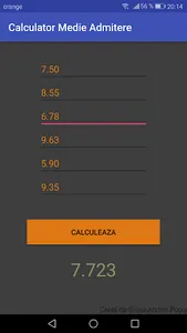 Calculator Medie Admitere screenshot 1