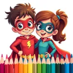 Super heroes drawing pages app icon