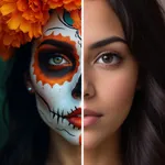 Mexican catrina face mask AI icon