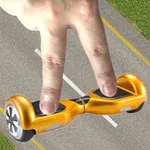 Hoverboard on Street with 2 finger multitouch icon