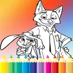 Coloring Book For Kid Education Game - Nick and Judy Edition Drawing And Painting Free Game HD icon