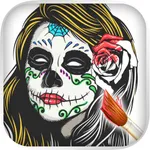 Sugar skulls coloring book icon