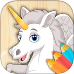 Unicorn & pegasus coloring pages Fantastic animals icon