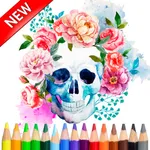 Sugar Skull Coloring Drawing For Coco Day of Dead icon