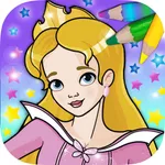 Fairy princess coloring book pages for kids icon