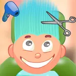 Child game / Cut light blue hair icon