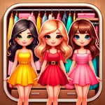 Girls fashion dress up game icon