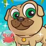 Puppy pal on the beach icon