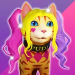 Cats run 3D icon