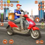 Pizza Food Delivery Bike Guy icon