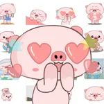 Cute Pinky Pig stickers icon