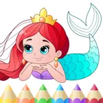 Mermaid coloring book kids icon