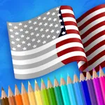 Coloring: flag & football logo icon