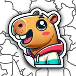 Sticker puzzle coloring game icon