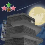 Mysterious island in moonlight icon