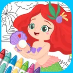 Magic mermaid coloring book icon