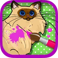 Cats coloring book to paint icon