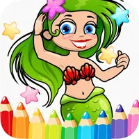 Mermaid Princess Coloring Book - Printable Coloring Pages with Finger Painting icon