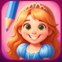 Princess with Coloring Book icon