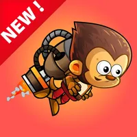 Monkey jumper pick bananas icon