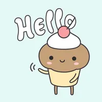 Cup cake character sticker icon