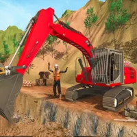 Road Construction Excavator 3D icon