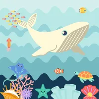 Colorful white whale -coloring icon