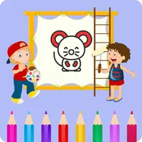 Coloring book kids learning icon