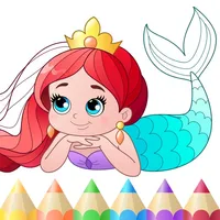 Mermaid coloring book kids icon
