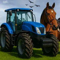 Village Farmer Tractor Driving icon