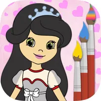 Paint princes in princesses coloring game icon