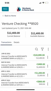 Merchants & Marine Bank screenshot 2