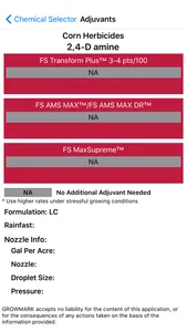 FS Adjuvant Selector screenshot 2