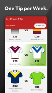 AFL & NRL Tipping - One Pick screenshot 1