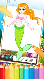 Mermaid Princess Coloring Book - Printable Coloring Pages with Finger Painting screenshot 3