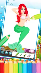 Mermaid Princess Coloring Book - Printable Coloring Pages with Finger Painting screenshot 4