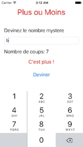 Plus ou Moins : Devinez le nombre mystère screenshot 1